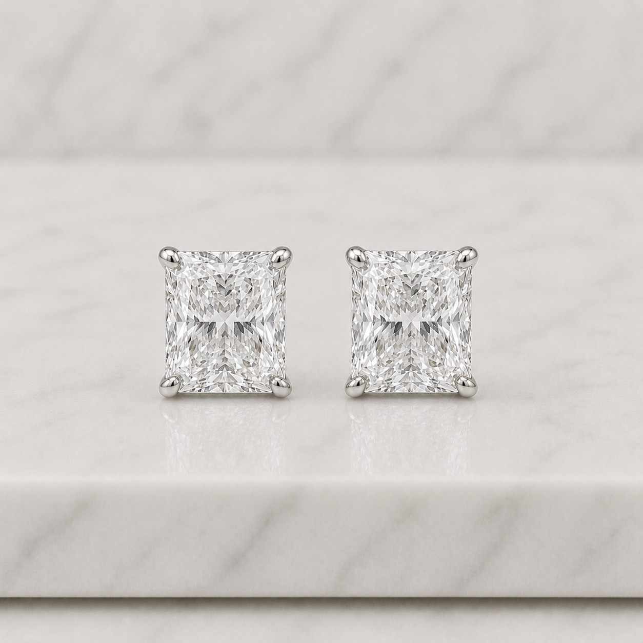 1 To 5 TCW E VVS2 IGI Certified Radiant Cut Lab Grown Diamond Stud Earrings, Minimalist Luxury Jewelry, Solitaire Earrings Gift for Woman
