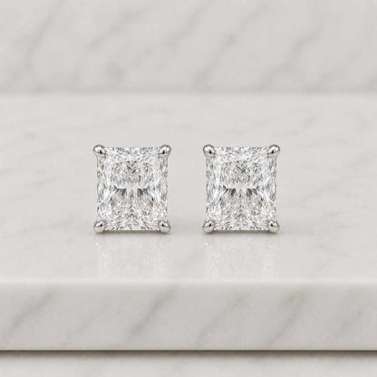 1 To 5 TCW E VVS2 IGI Certified Radiant Cut Lab Grown Diamond Stud Earrings, Minimalist Luxury Jewelry, Solitaire Earrings Gift for Woman
