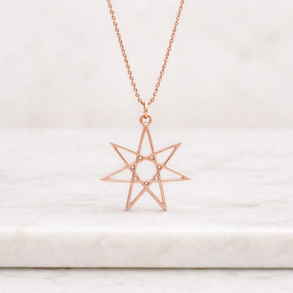 14K Solid Gold Stars Pendant Necklace, Solid Gold Dainty Triangle Pendant, 14K Gold Tiny Shining Star Necklace, Gold Layering Necklace
