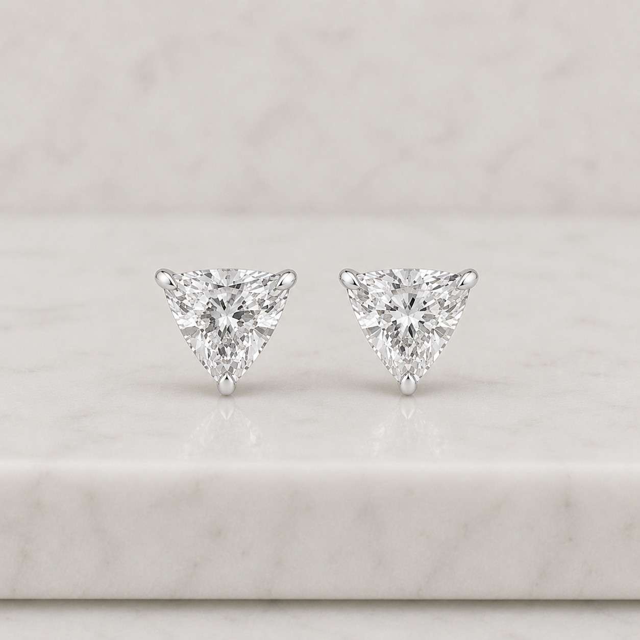 2.00ct trillion cut moissanite diamond stud earrings, 14k solid gold solitaire bridal jewelry
