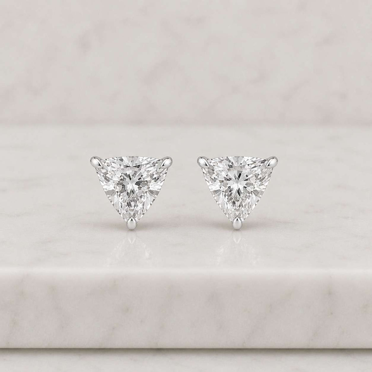 2.00Ct Trillion Cut Moissanite Diamond Stud Earrings, 14K Solid Gold Solitaire Bridal Jewelry
