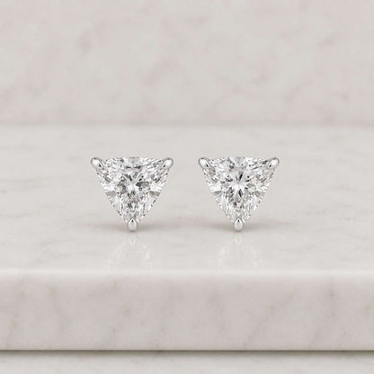 2.00Ct Trillion Cut Moissanite Diamond Stud Earrings, 14K Solid Gold Solitaire Bridal Jewelry

