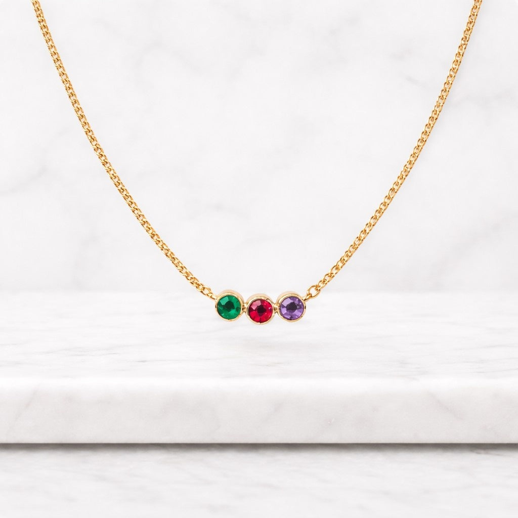 14K Gold Trio Lab Diamond Necklace: Past Present Future Pendant