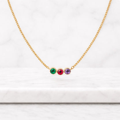 14K Gold Trio Lab Diamond Necklace: Past Present Future Pendant