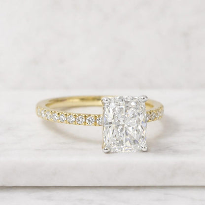 elongated cushion ring cushion cut ring solitaire ring pave band ring gold engagement ring thin band ring statement ring elegant ring