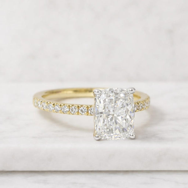 elongated cushion ring cushion cut ring solitaire ring pave band ring gold engagement ring thin band ring statement ring elegant ring