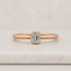 Emerald Cut Lab Grown Diamond Bezel Solitaire Ring in 14K Rose Gold