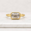 Emerald Cut Lab Grown Diamond Bezel Engagement Ring in 14K Yellow Gold