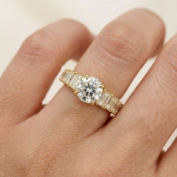 Dainty Round Lab Grown Diamond Promise Ring, Diamond Engagement Ring for Women, Ring in Yellow, White, Rose Gold.
