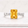 Emerald Cut Citrine Gemstone Twisted Pave Engagement Ring