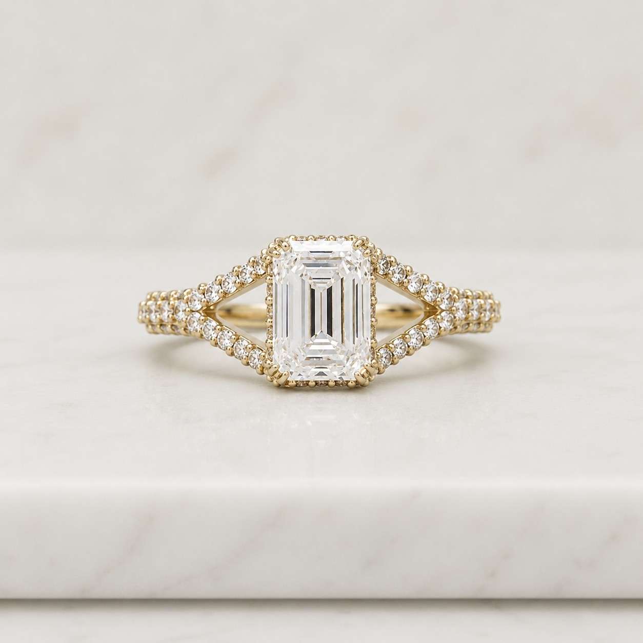 emerald cut ring emerald ring gold ring engagement ring halo ring split shank ring pave ring statement ring bridal ring promise ring solitaire ring luxury ring fine jewelry women ring