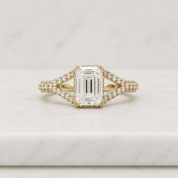 emerald cut ring emerald ring gold ring engagement ring halo ring split shank ring pave ring statement ring bridal ring promise ring solitaire ring luxury ring fine jewelry women ring