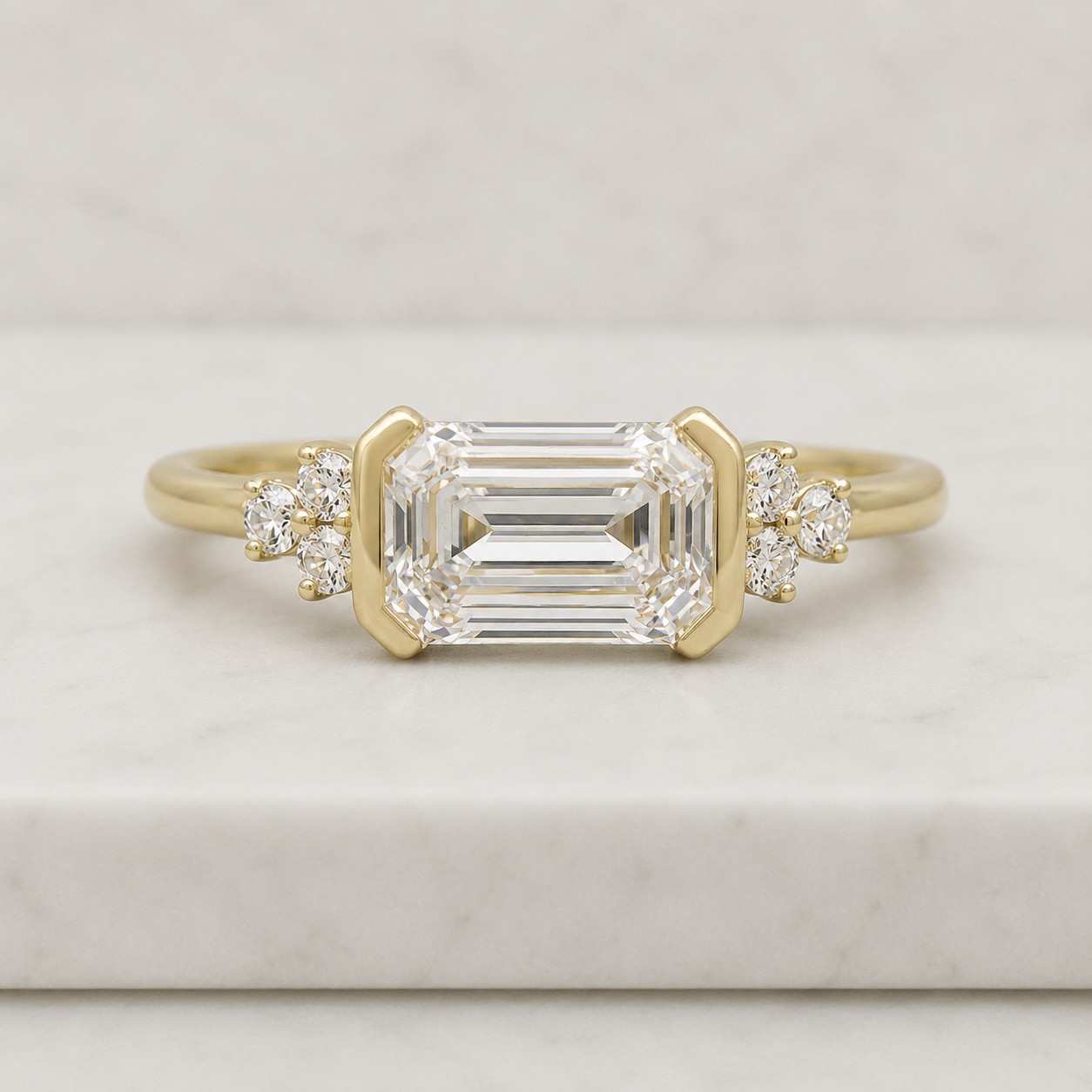 emerald cut ring emerald ring solitaire ring gold ring statement ring bezel ring east west ring engagement ring promise ring bridal ring fine jewelry women ring luxury ring elegant ring modern ring classic ring thin band ring
