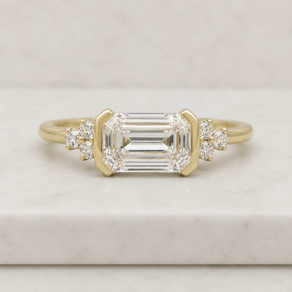 emerald cut ring emerald ring solitaire ring gold ring statement ring bezel ring east west ring engagement ring promise ring bridal ring fine jewelry women ring luxury ring elegant ring modern ring classic ring thin band ring