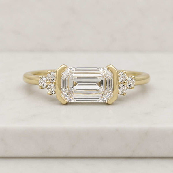 emerald cut ring emerald ring solitaire ring gold ring statement ring bezel ring east west ring engagement ring promise ring bridal ring fine jewelry women ring luxury ring elegant ring modern ring classic ring thin band ring