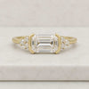 Emerald Cut Lab Grown Diamond Three Stone Engagement Ring