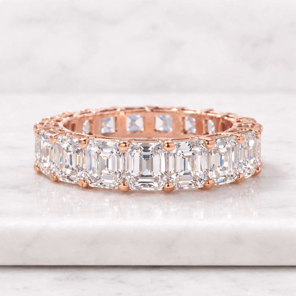 emerald cut ring eternity band full eternity ring rose gold ring statement band wedding band stackable ring anniversary band