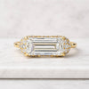 Baguette Cut Lab Grown Diamond Halo Engagement Ring