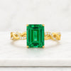 Emerald Cut Emerald Twisted Diamond Engagement Ring