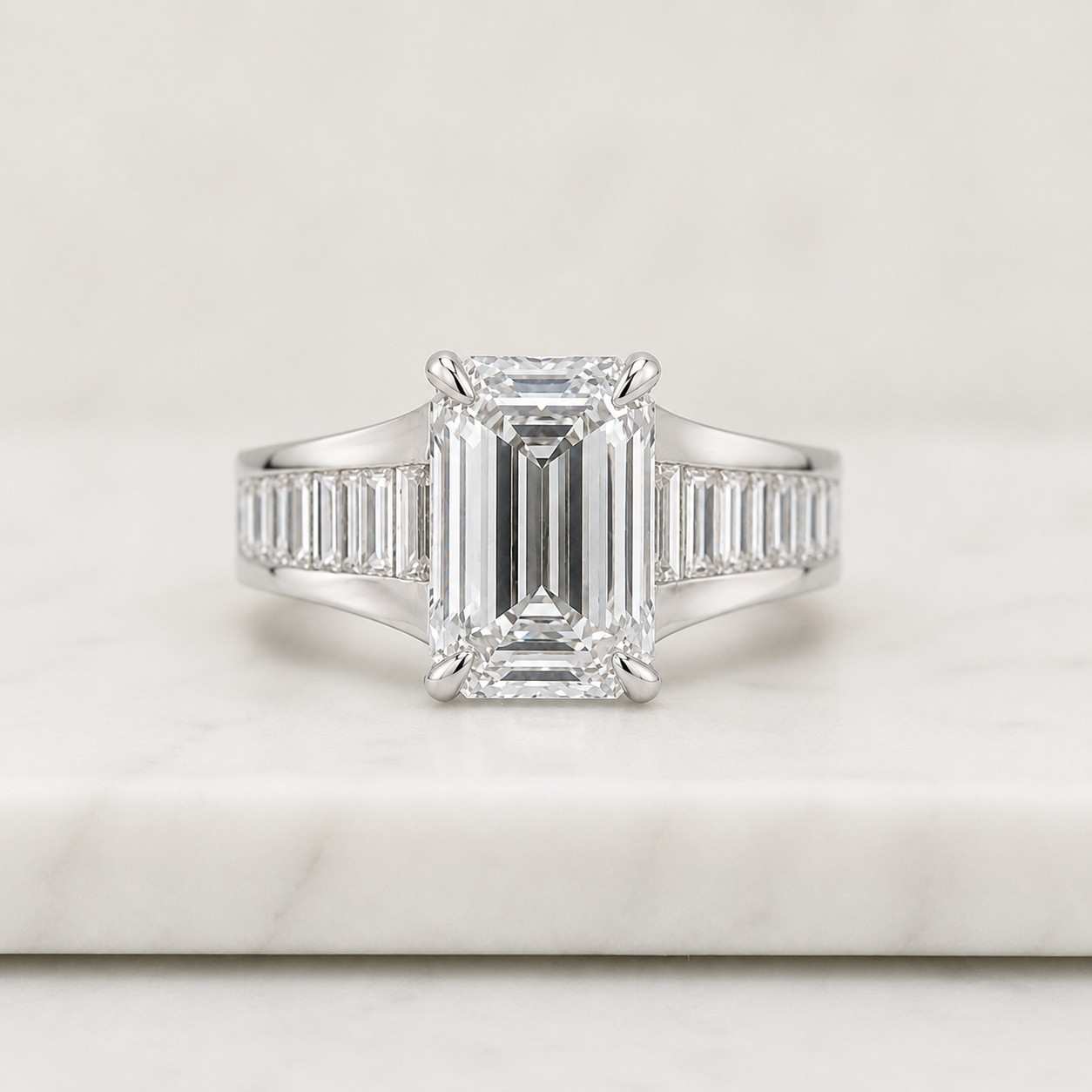 3CT Emerald Cut Moissanite Diamond Ring Engagement 10K 14K Gold Wedding Ring For Women Her Anniversary Proposal Silver Christmas gift
