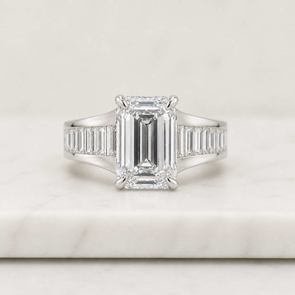 3CT Emerald Cut Moissanite Diamond Ring Engagement 10K 14K Gold Wedding Ring For Women Her Anniversary Proposal Silver Christmas gift
