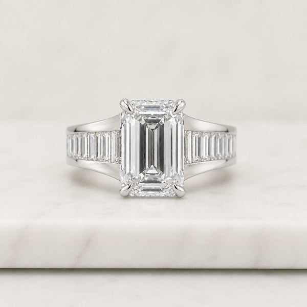 3CT Emerald Cut Moissanite Diamond Ring Engagement 10K 14K Gold Wedding Ring For Women Her Anniversary Proposal Silver Christmas gift
