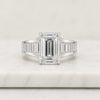 Emerald Cut Lab Grown Diamond Baguette Side Stone Engagement Ring