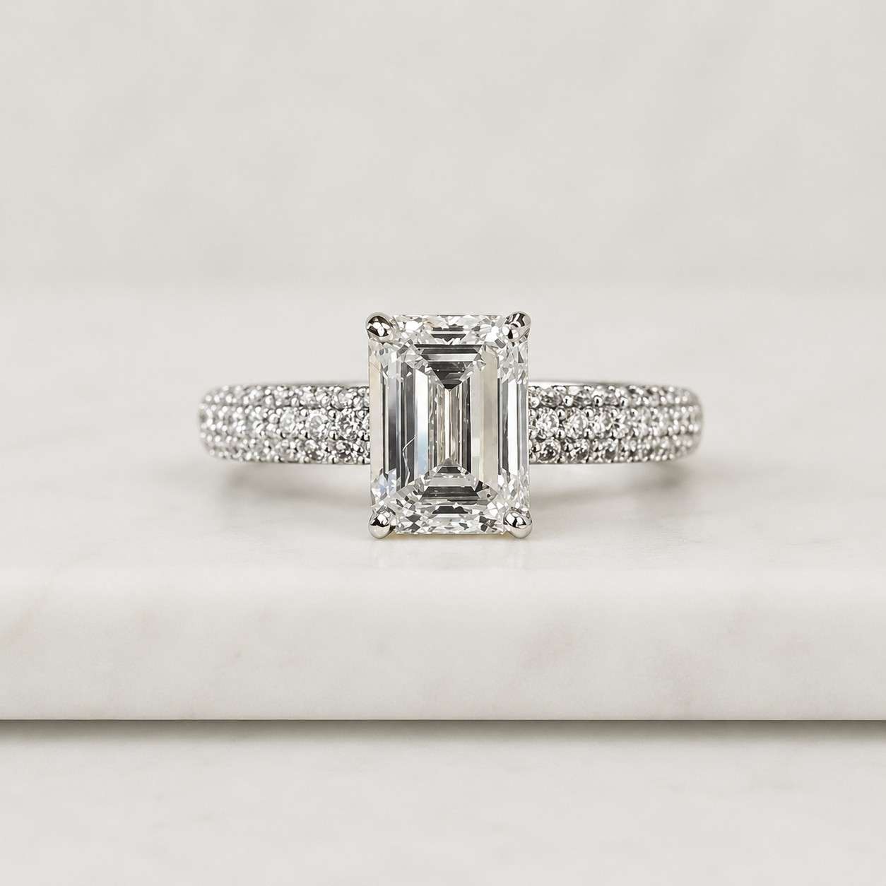 emerald cut ring solitaire ring gold ring pave band ring statement ring bridal ring women ring