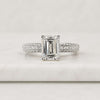 Emerald Cut Lab Grown Diamond Pavé Engagement Ring in White Gold