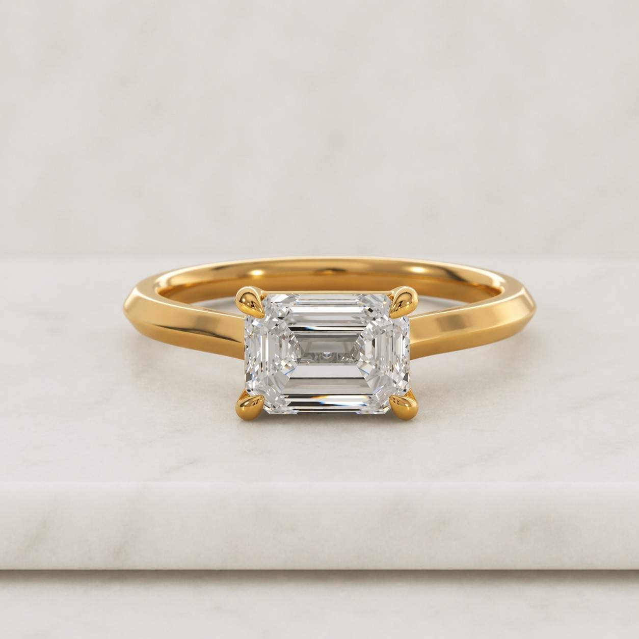 1.00 Carat Emerald Cut Lab Grown Diamond Solitaire Engagement Ring, D VVS2 IGI Certified, East to West Setting, Certified diamond ring

