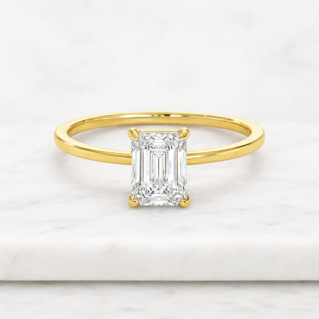 emerald cut engagement ring tulip setting ring lab diamond engagement ring emerald solitaire ring for women wedding anniversary gift for her