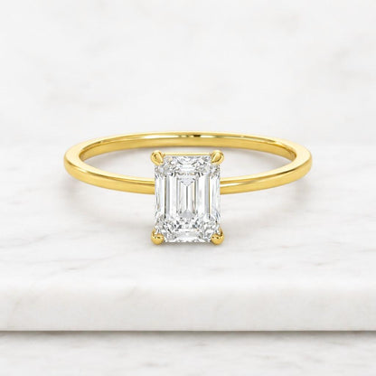 Emerald Cut Engagement Ring Tulip Setting Ring Lab Diamond Engagement Ring Emerald Solitaire Ring for Women Wedding Anniversary Gift for Her