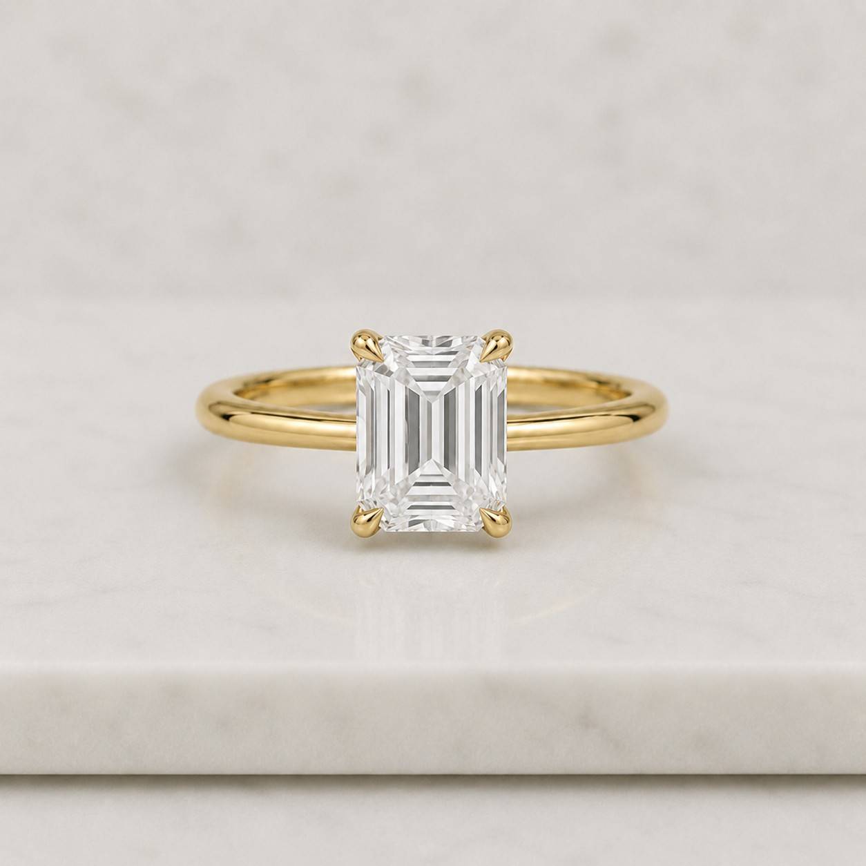 emerald cut moissanite ring in 14k gold, minimalist solitaire engagement ring, modern promise ring for her, unique anniversary gift for wife
