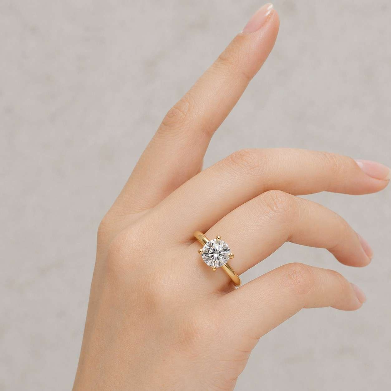  18k solid gold round engagement ring, art deco vintage engagement ring, for women dainty round cut diamond ring, real lab grown diamond