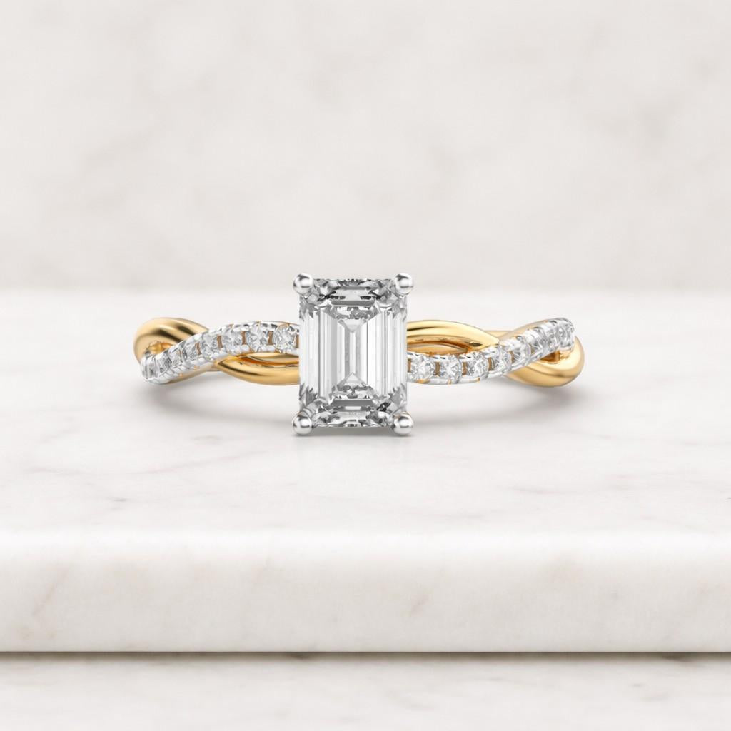 emerald cut ring twisted band ring gold engagement ring solitaire ring braided ring pave band ring statement ring promise ring bridal ring