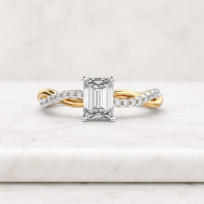 emerald cut ring twisted band ring gold engagement ring solitaire ring braided ring pave band ring statement ring promise ring bridal ring
