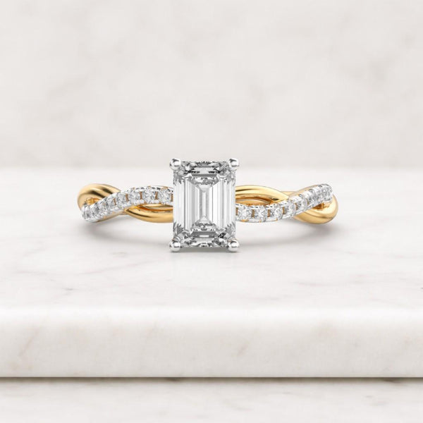 emerald cut ring twisted band ring gold engagement ring solitaire ring braided ring pave band ring statement ring promise ring bridal ring