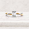 Emerald Cut Lab Grown Diamond Twisted Engagement Ring in 14K Gold