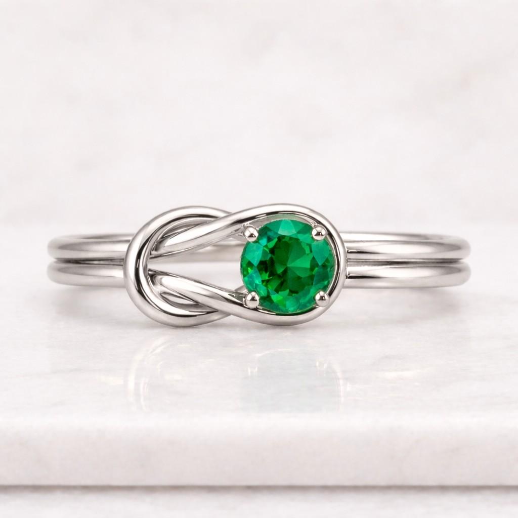 2.5mm Natural Emerald Ring in 14K Gold Vermeil Over Sterling Silver | Loose Emerald Available | Handmade Ring Gift
