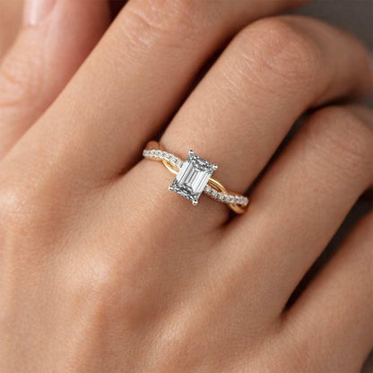 emerald engagement ring twisted engagement ring braided engagement ring solitaire engagement ring gold solitaire ring pave engagement ring