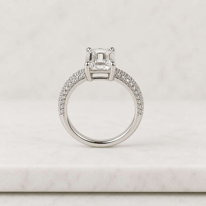 emerald engagement ring yellow gold ring diamond band ring thin band ring luxury engagement ring