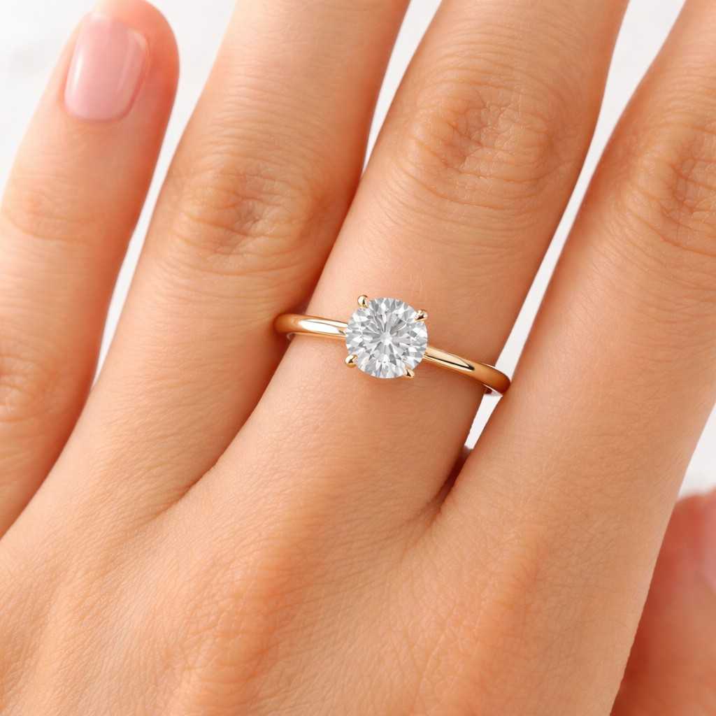 2 Carat Round Cut Lab Grown Diamond Solitaire Ring, 14k Solid Gold Engagement Ring, Prong Set Wedding Ring, Proposal Ring For Her
