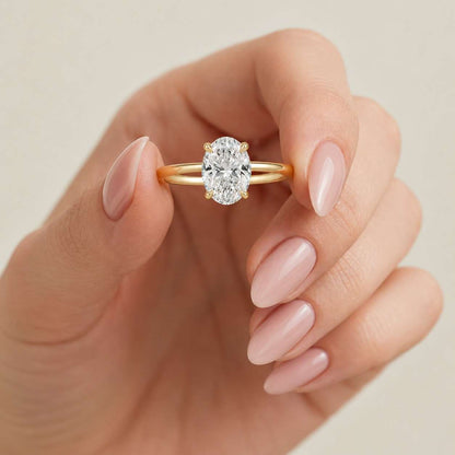 Oval Cut Lab Grown Diamond Engagement Ring, IGI Certified Solitaire Diamond Ring, Classic Wedding Ring, Proposal Ring
