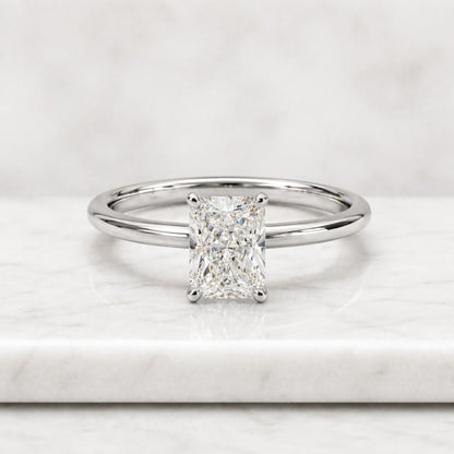 3.00 Carat Radiant Moissanite Diamond Engagement Ring, Hidden Halo Solitaire Ring, 14K Gold Radiant Cut Moissanite Ring
