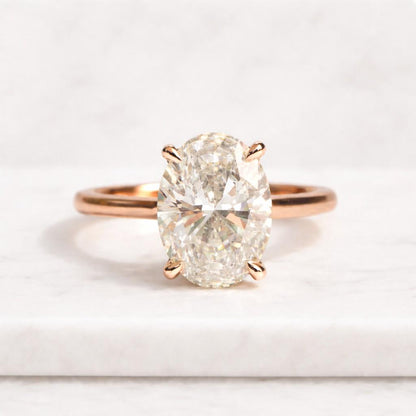 2.5CT Elongated Oval Solitaire Moissanite Engagement Ring, Promise Ring Diamond Ring Solid Gold Ring Solitaire Anniversary Ring Gift For Her
