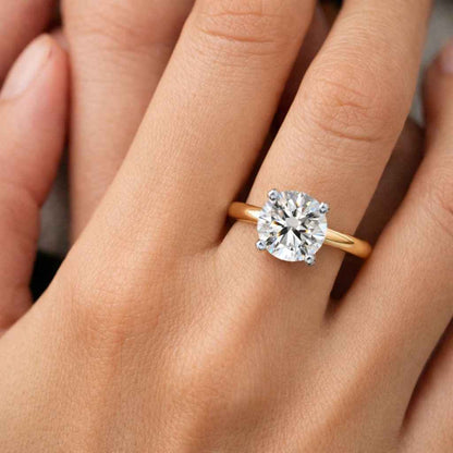 2 Carat Round Cut Lab Diamond Solitaire Engagement Ring – 14k Yellow Gold, IGI Certified