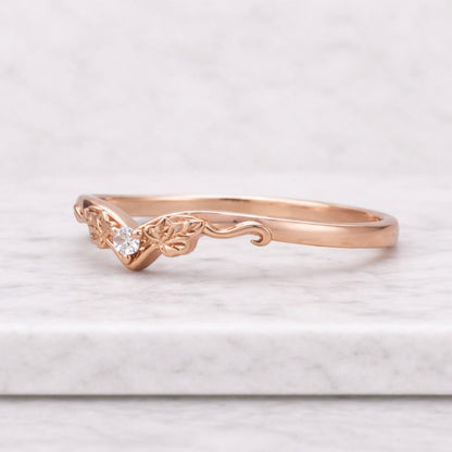 Lab Grown Diamond Wedding Band Unique Curved Band for Bride Stackable Ring with Engagement Ring Tiara Ring for Her Round Diamond Custom Band