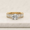 Round Cut Lab Grown Diamond Engagement Ring with Side Stone