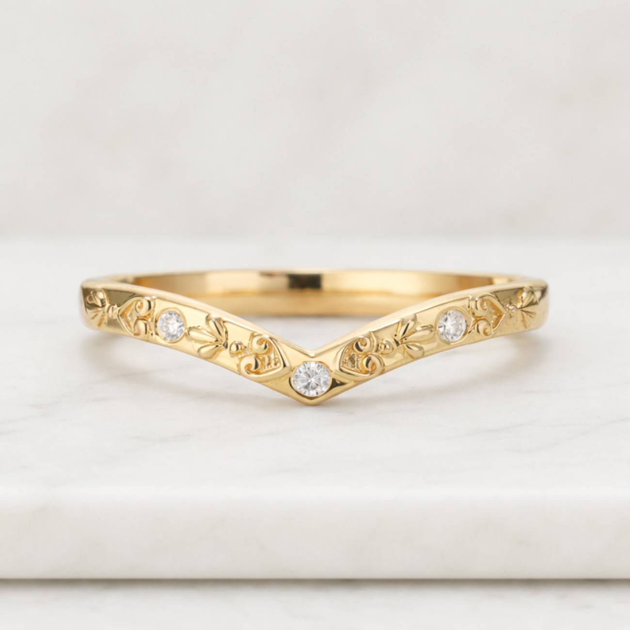 lab grown diamond chevron wedding band ring