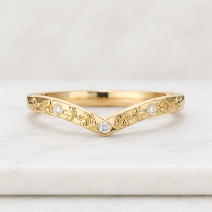 Lab Grown Diamond Chevron Wedding Band Ring